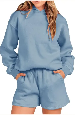 2 Piece Shorts Outfit Oversized Hoodie Women Sweatshirt Lounge Sweat Set Sweatsuit Tracksuit 2024 Loose Y2k Clothes