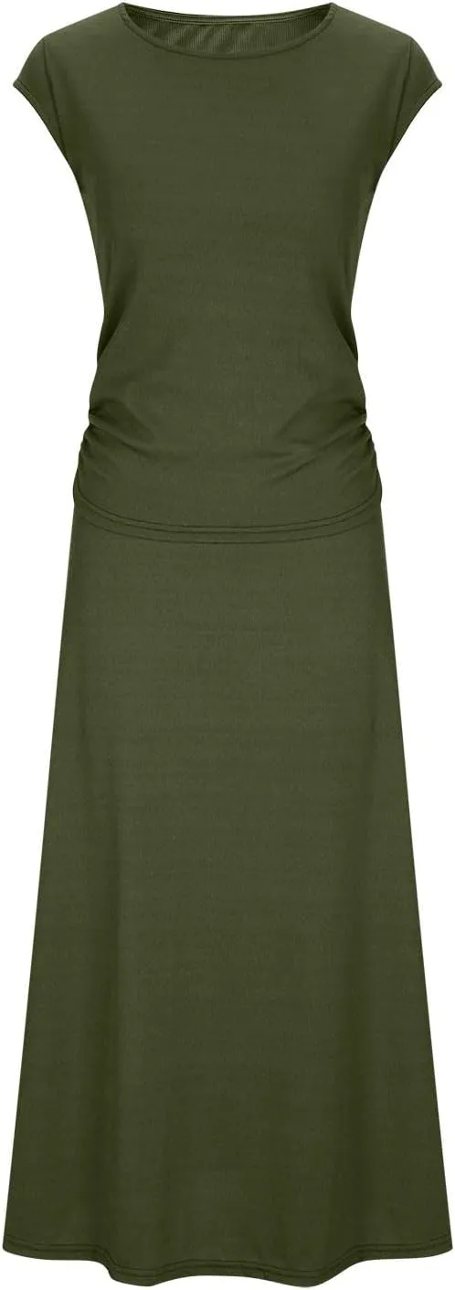 2 Piece Skirt Sets For Women Summer 2024 Sexy Elegant High Waisted Long Flowy Skirt Outfits Vacation Matching Set