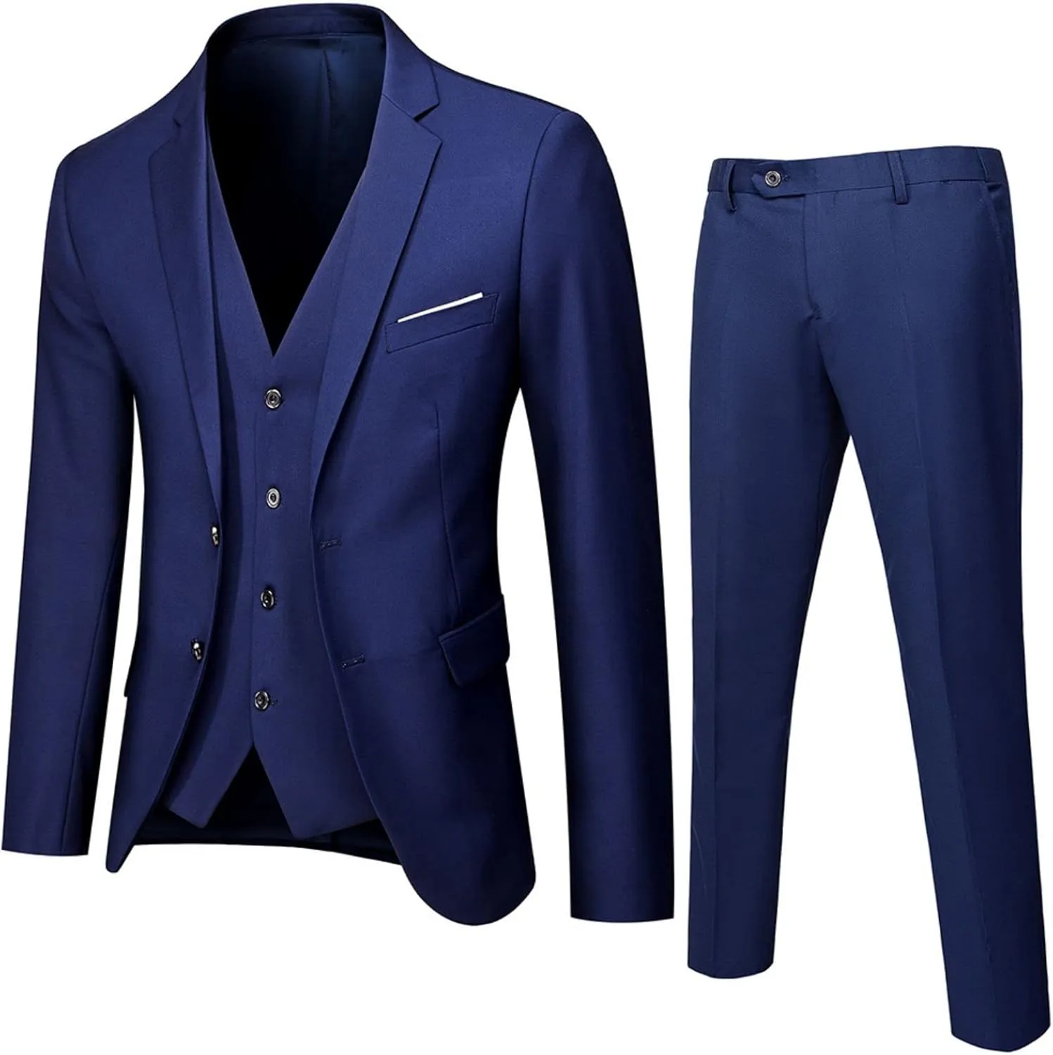 3 Piece Suit Men Slim Fit - Mens 2 Button Solid Formal Blazer Jacket Vest Pants Suits Wedding Business Set