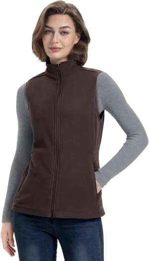 33,000ft Women's Fleece Vest, Lightweight Warm Polar Soft Vests Outerwear with Zip Up Pockets, Sleeveless Jacket for Winter