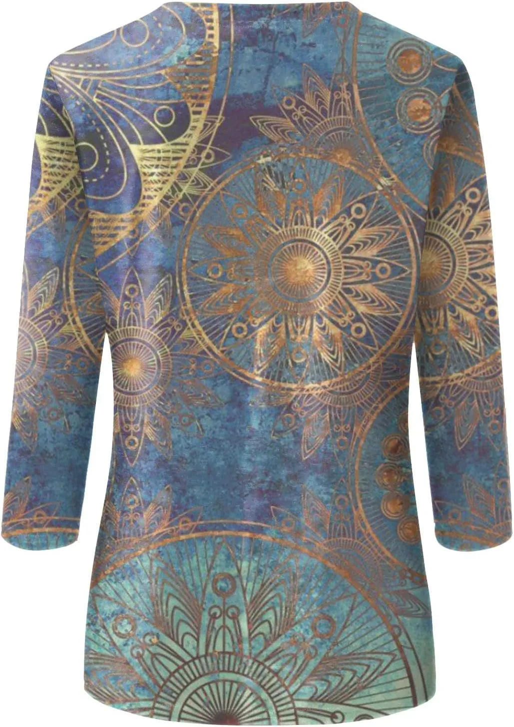 3/4 Length Sleeve Womens Tops 2025 Summer Print Round Neck Shirts Loose Fit Casual Three Quarter Sleeve Tshirts