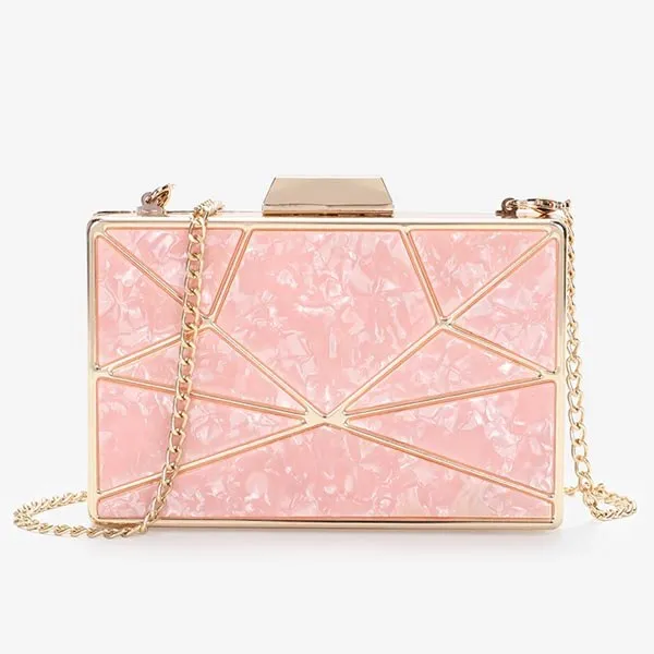Acrylic Box Geometric  Evening Clutch
