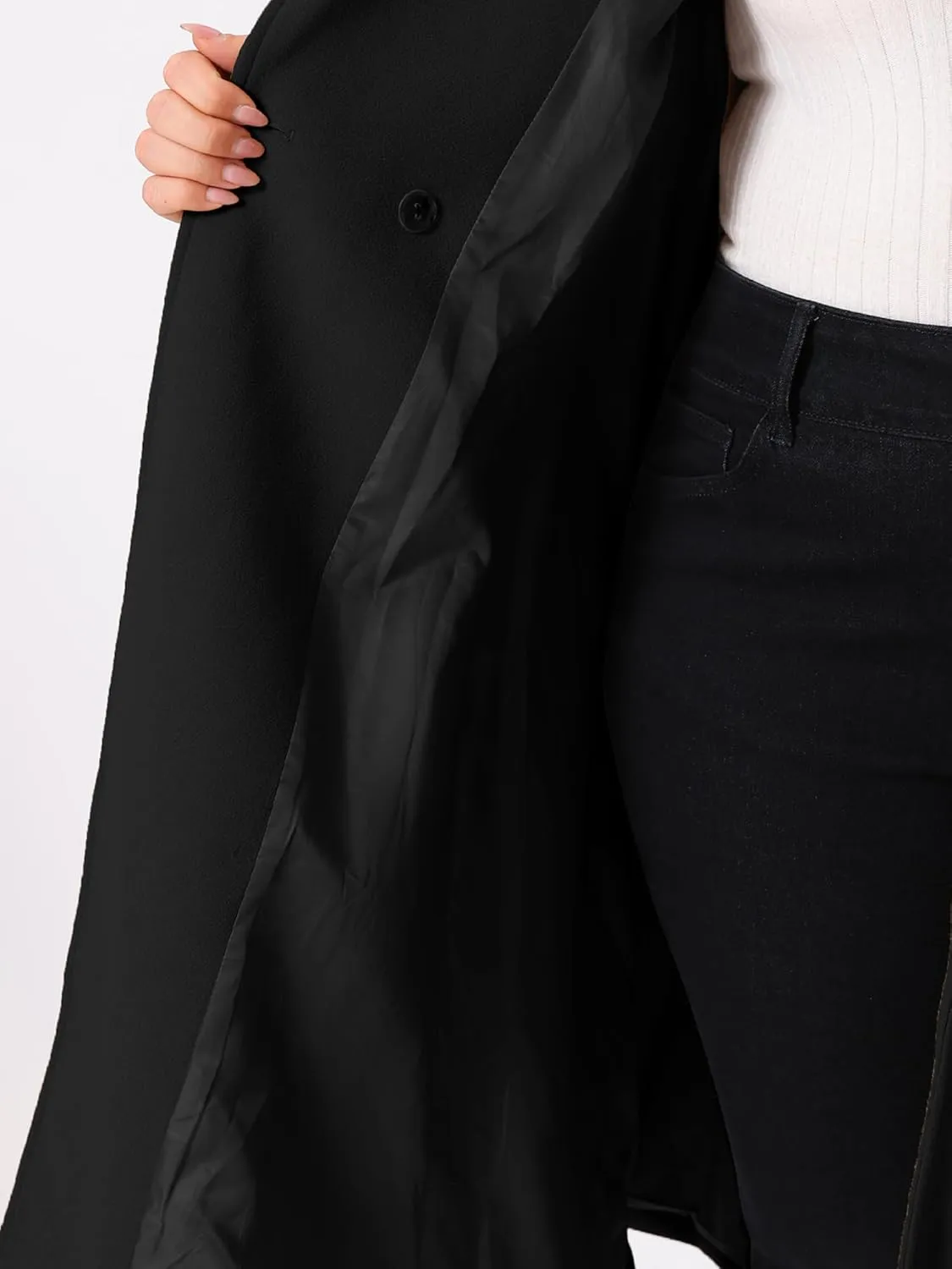 Agnes Orinda Plus Size Coats for Women Notch Lapel A Line Double Breasted Elegant Trench Winter Dress Pea Coats