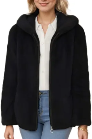 Akivide Women Winter Warm Fuzzy Fleece Sherpa Jacket Coat Oversized Fluffy Zip Up Hooded Sweatshirt Hoodie with Pockets