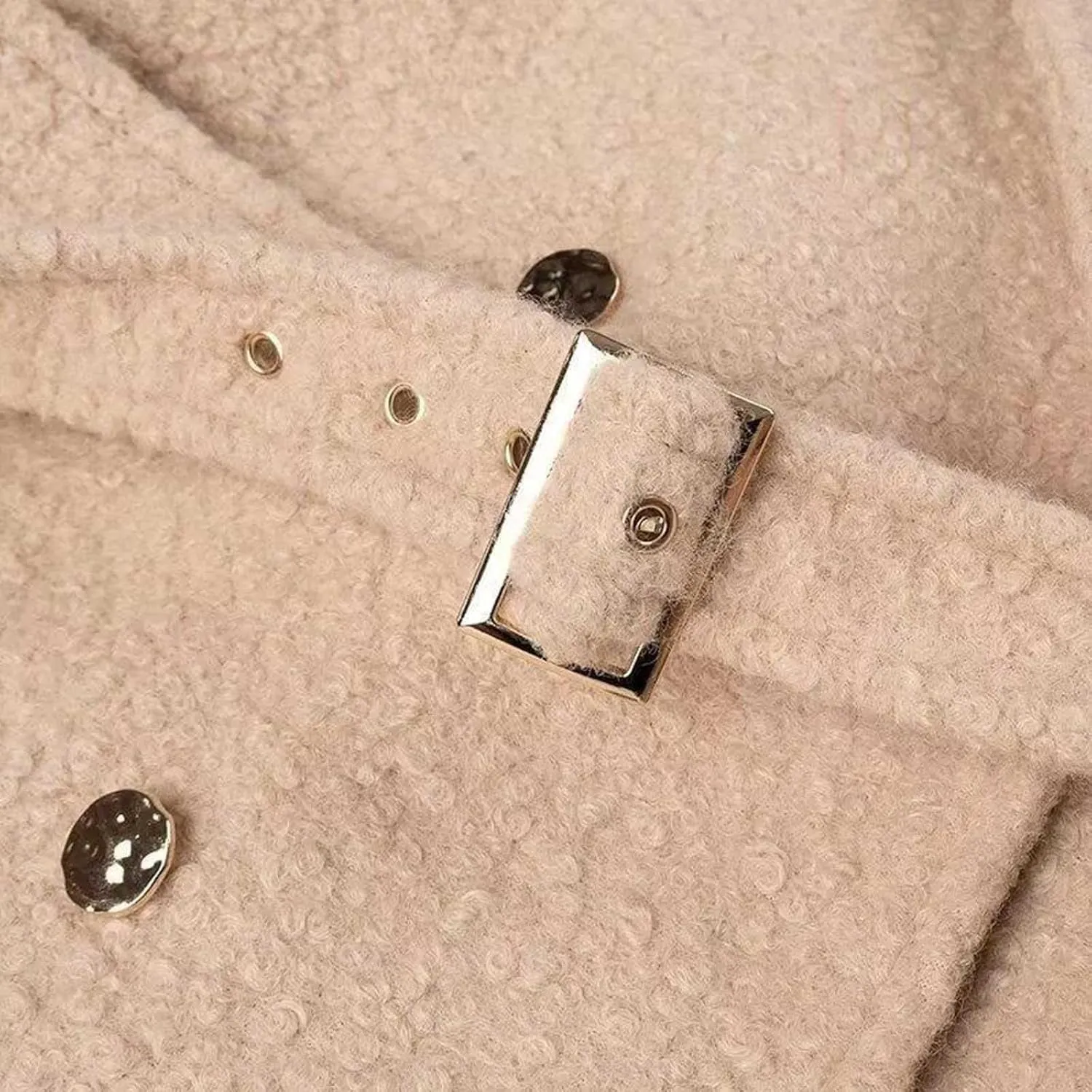 Akklian Women's Dress Coat Turndown Collar Belted Peacoat Trench Coats Trendy Wool Blend Jacket Overcoat Fall Winter 2024