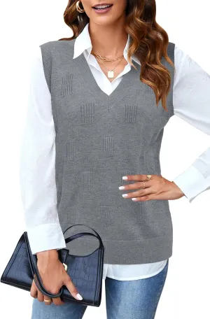 Arach&Cloz Womens Sweater Vest 2025 Fashion Sleeveless V Neck Business Casual Tank Knit Pullover Tops Spring Trendy