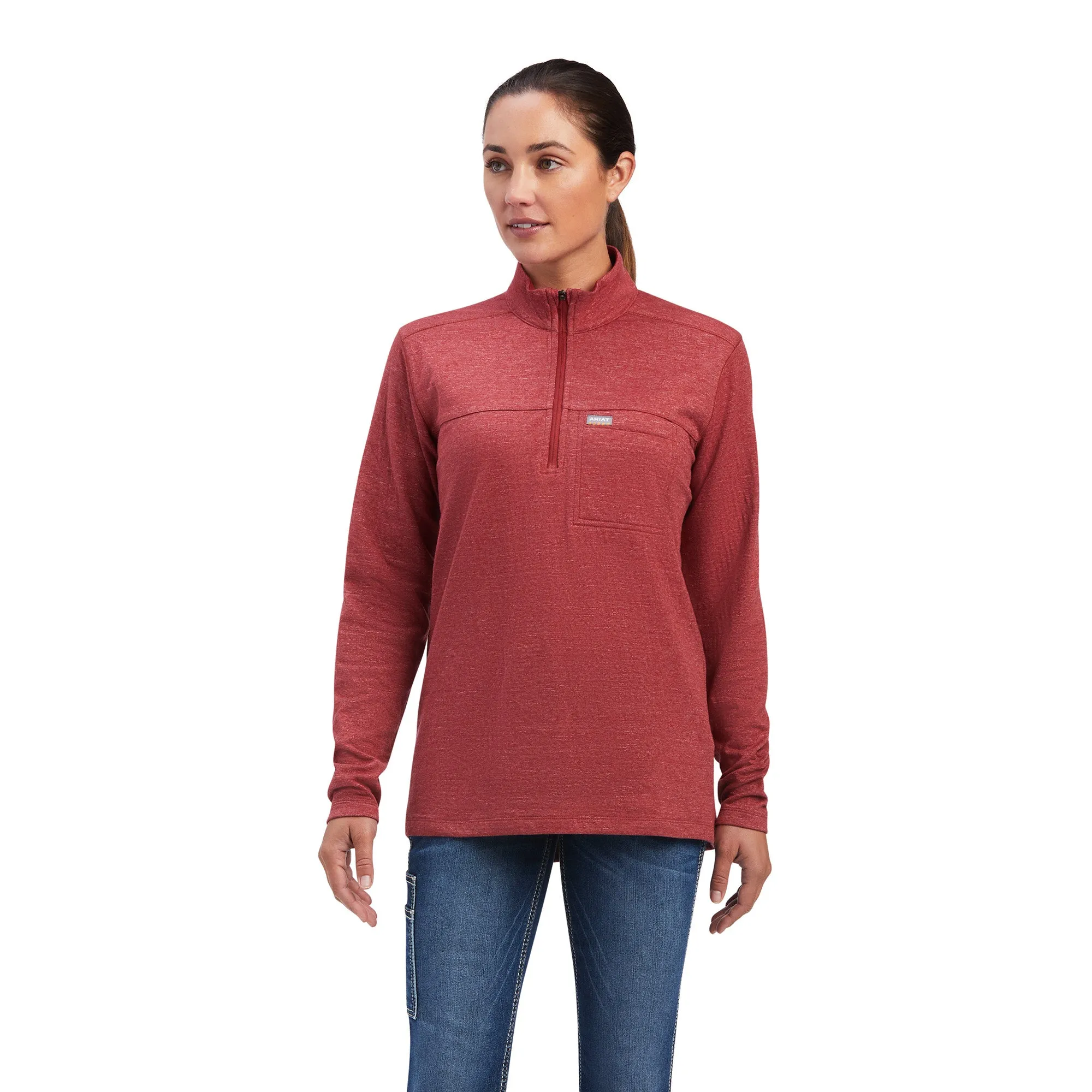 Ariat® Ladies Rebar Foundation 1/4 Zip Rosewood Shirt 10042118