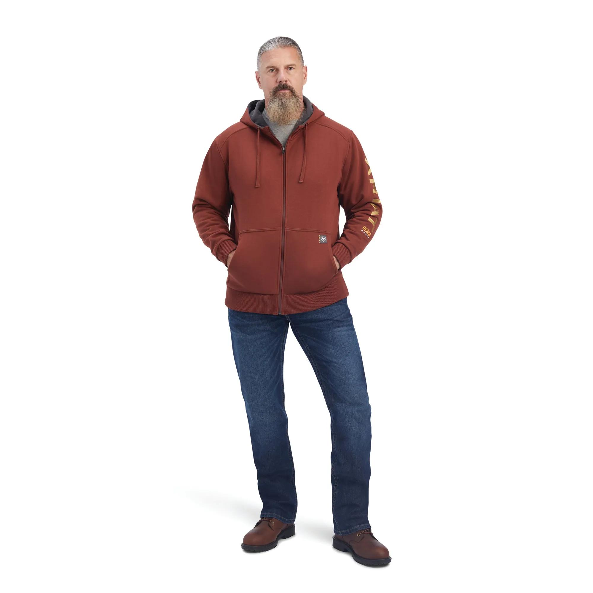 Ariat® Men's Rebar All Weather Cherry Mahogany Zip Hoodie 10041626