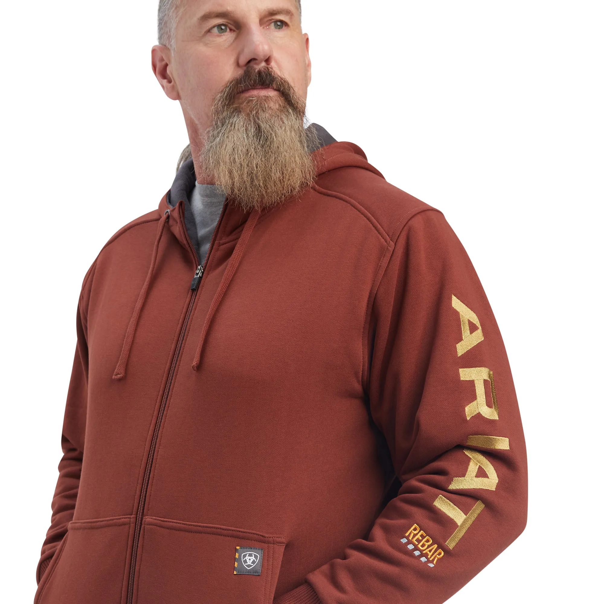 Ariat® Men's Rebar All Weather Cherry Mahogany Zip Hoodie 10041626