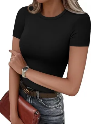 AUTOMET Womens Short Sleeve T Shirts Summer Crop Tops 2025 Going Out Basic Cute Tee Y2k Fitted Workout Clothes