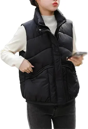 Autumn Winter Down Cotton Waistcoat Womens Jacket Sleeveless Vests Coat Women Puffer Jacket Cotton-Padded Outwear Top