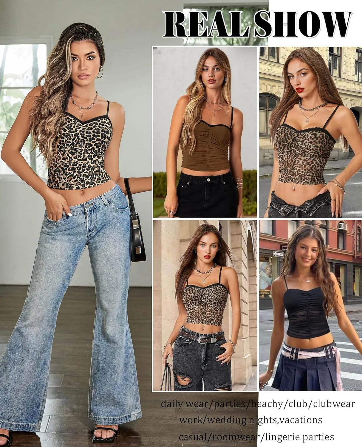 Avidlove Sexy Tops for Women Y2K Tank Top Sleeveless Camisole Cami Mesh Crop Trendy Ruched Going Out Tops