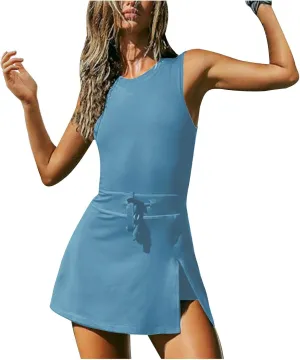 Backless Skirt Sets Women Outfits Summer Trendy Sweatshirt Tunic Sleeveless Romper Maxi Elastic Slim Casual Tennis