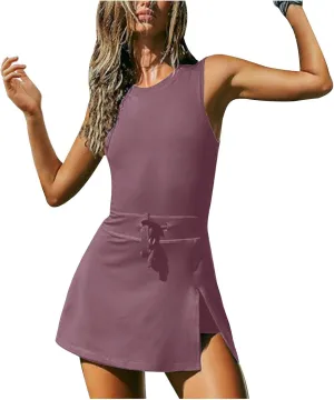 Backless Skirt Sets Women Outfits Summer Trendy Sweatshirt Tunic Sleeveless Romper Maxi Elastic Slim Casual Tennis