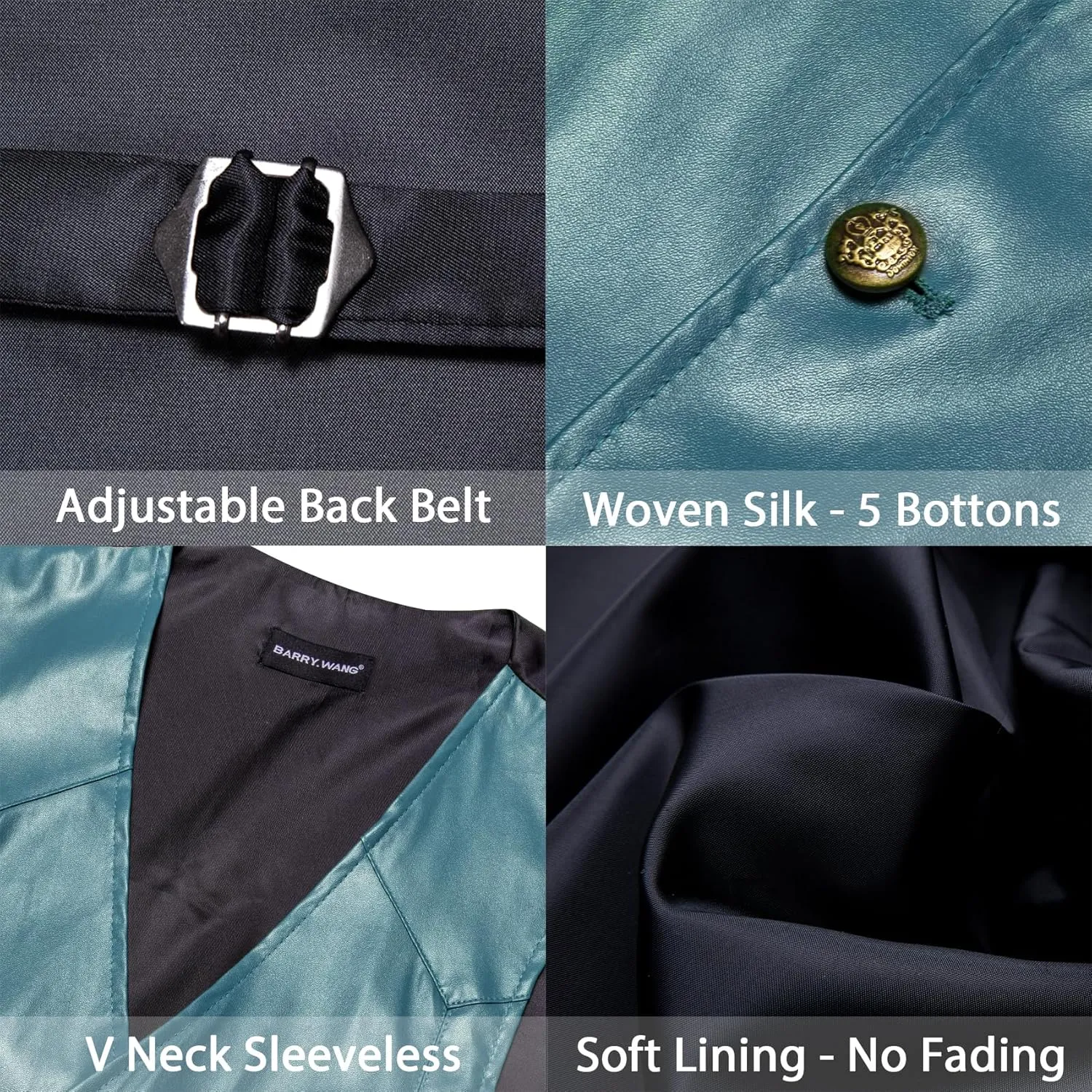 Barry.Wang Mens Leather Suit Vests Casual Western Cowboy Vest V-neck Jacket Lightweight Waistcoat