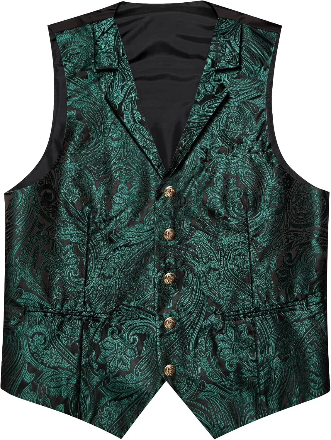 Barry.Wang Mens Silk Lapel/Shawl Collar Vest Tie Sleeve Holder Set Formal/Casual Paisley Vests Wedding Tuxedo Waistcoat