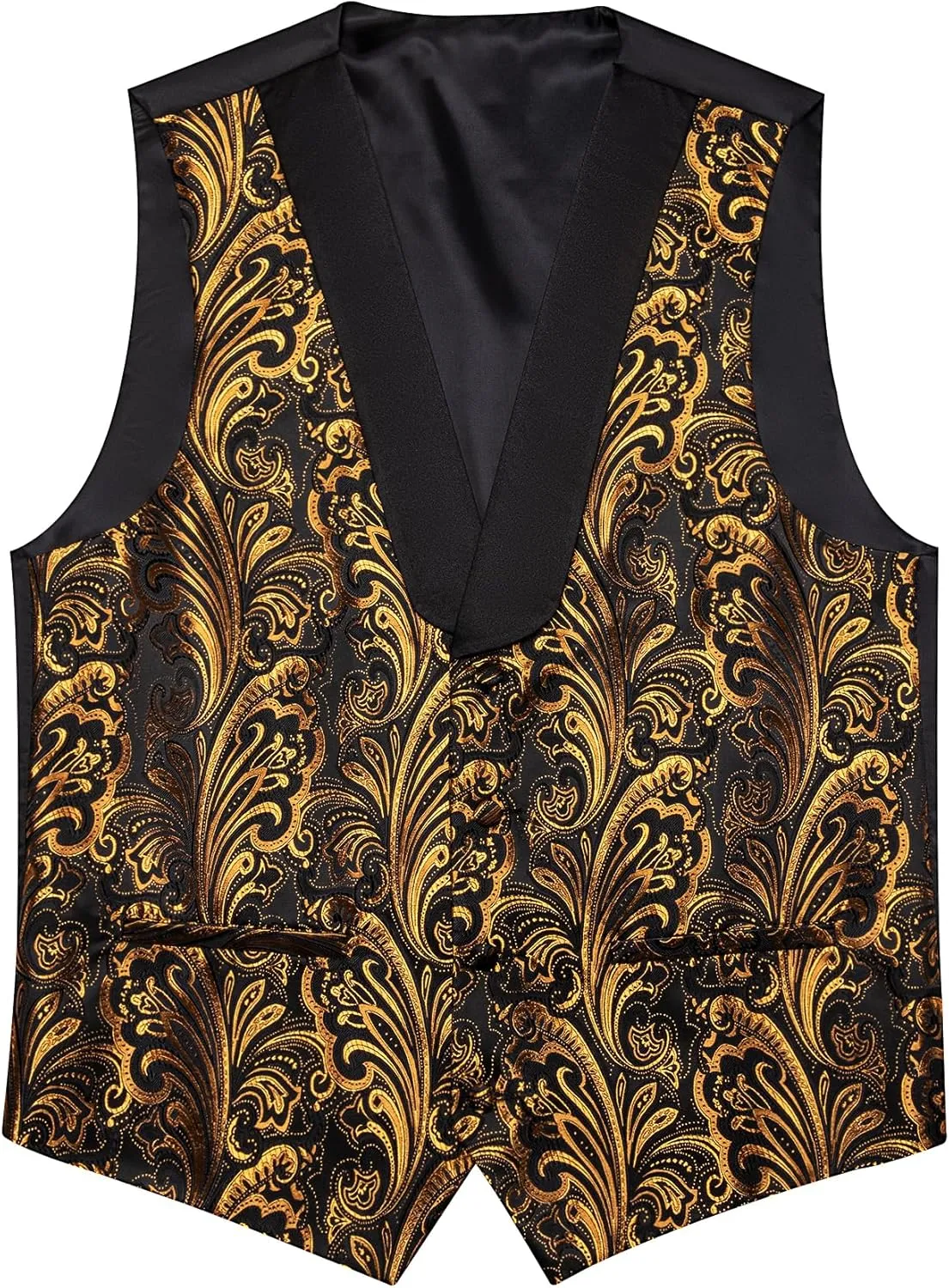 Barry.Wang Mens Silk Lapel/Shawl Collar Vest Tie Sleeve Holder Set Formal/Casual Paisley Vests Wedding Tuxedo Waistcoat