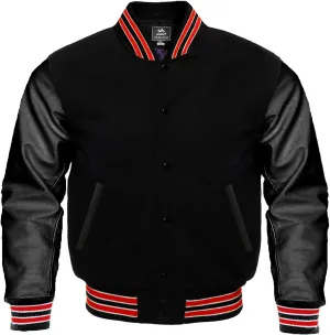 Baseball Jacket Varsity Letterman Jackets Genuine Leather Sleeves & 37 Team Colors Original Wool
