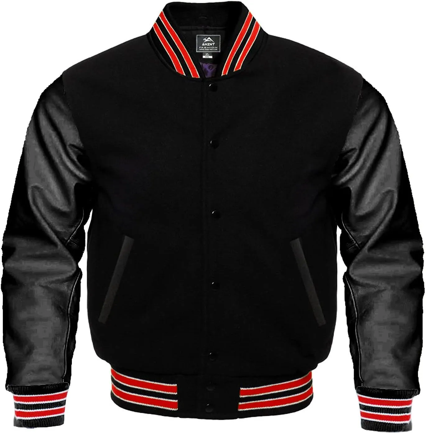 Baseball Jacket Varsity Letterman Jackets Genuine Leather Sleeves & 37 Team Colors Original Wool