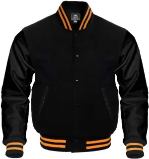 Baseball Jacket Varsity Letterman Jackets Genuine Leather Sleeves & 37 Team Colors Original Wool