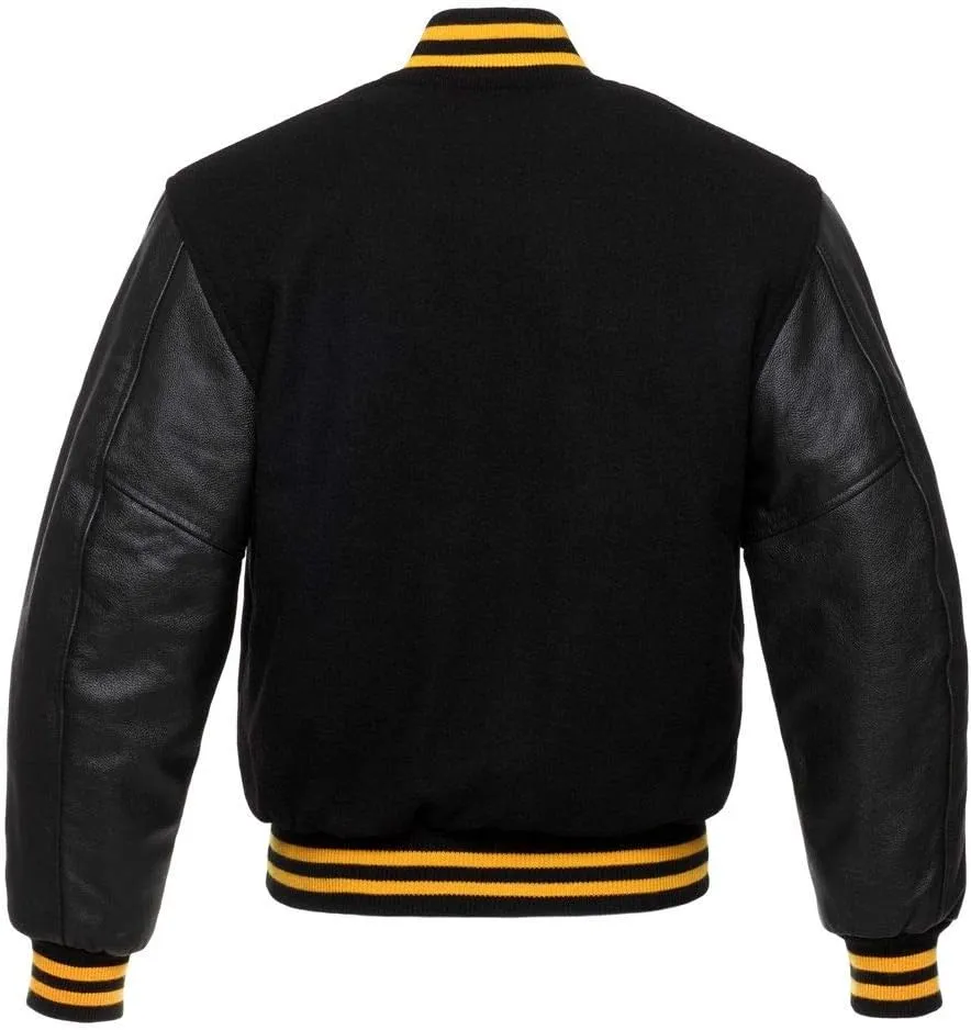 Baseball Jacket Varsity Letterman Jackets Genuine Leather Sleeves & 37 Team Colors Original Wool