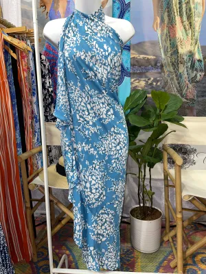 Brianna Wrap Skirt Dress in Premium Blue Robin