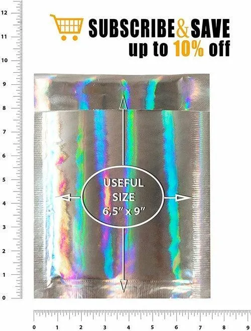 Bubble Mailers 6.5 x 9 Padded Envelopes 6 1/2 x 9 Pack of 10 Hologram