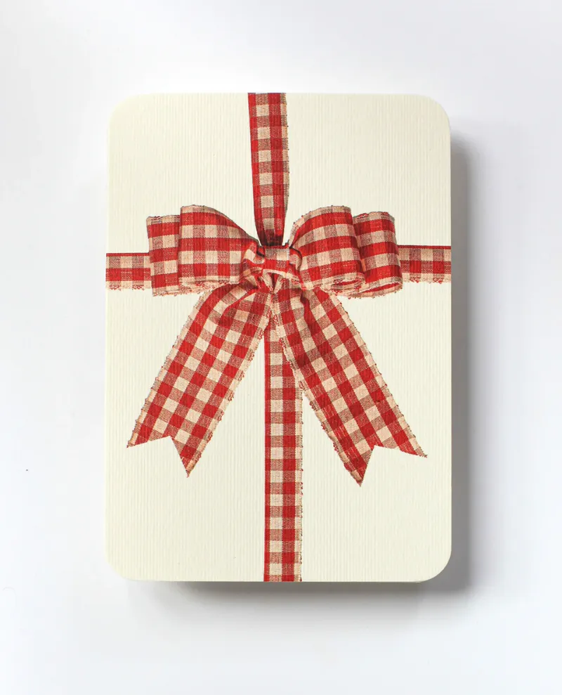 Canonbury Press Red Gingham Bow Notecard