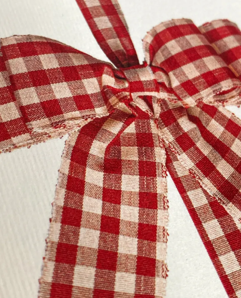 Canonbury Press Red Gingham Bow Notecard