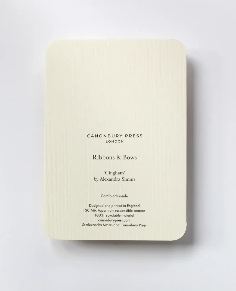 Canonbury Press Red Gingham Bow Notecard