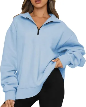Ceboyel Women Half Zip Sweatshirt Oversized Long Sleeve Pullover Tops Trendy Hoodie Sweaters Teen Girls Fall Y2K Clothes 2023