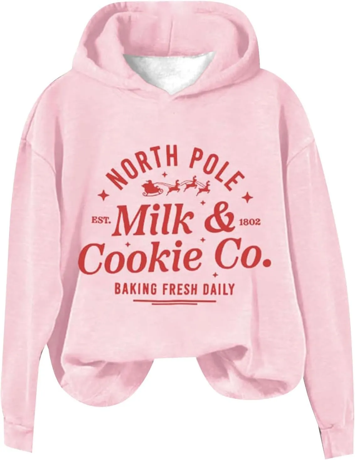 Christams Sweatshirt for Women Long Sleeve Letter Graphic Print Sweatshirts Y2K Oversized Hoodie with Pocket