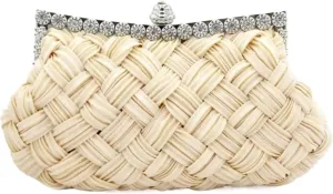Clutch Purses for Women Elegant Woven Evening Gown Clutch Purse for Women Formal Mini Party Handbag in Purple