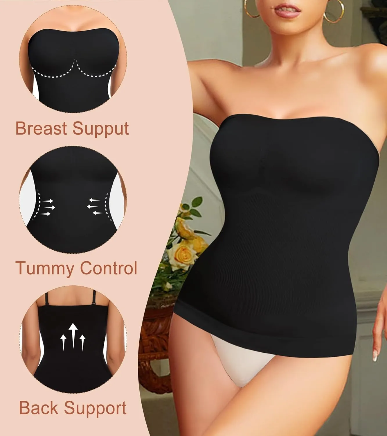 Compression Tank Tops Shapewear For Women Tummy Control Seamless Slimming Camisole Tops Body Shaper
