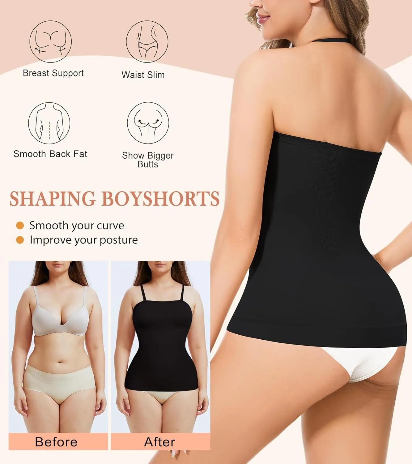 Compression Tank Tops Shapewear For Women Tummy Control Seamless Slimming Camisole Tops Body Shaper