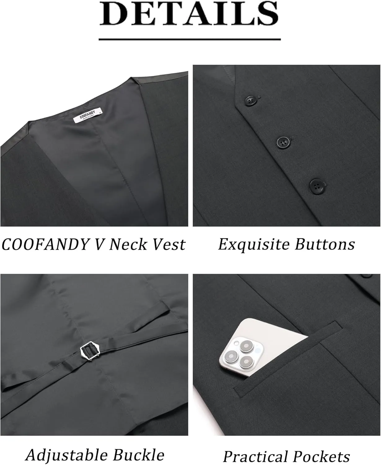COOFANDY Men's Business Suit Vests Slim Fit Formal Dress Waistcoat Groomsman Vest For Wedding