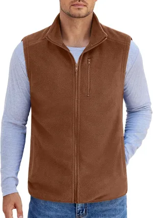 COOFANDY Men's Lightweight Fleece Vest Sleeveless Zip Up Warm Jacket Casual Outerwear Vests With Pockets