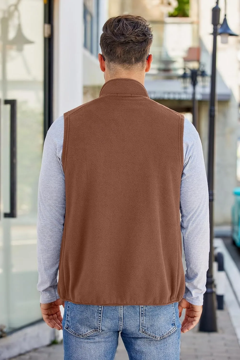 COOFANDY Men's Lightweight Fleece Vest Sleeveless Zip Up Warm Jacket Casual Outerwear Vests With Pockets