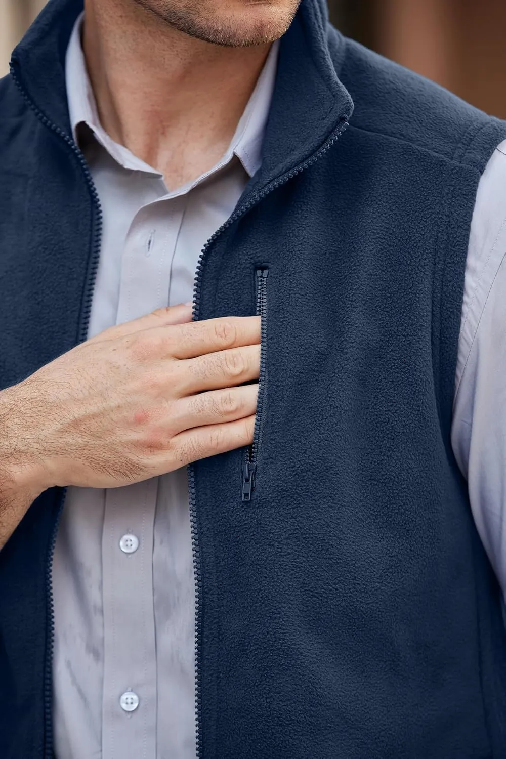 COOFANDY Men's Lightweight Fleece Vest Sleeveless Zip Up Warm Jacket Casual Outerwear Vests With Pockets