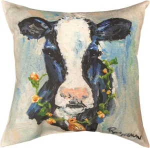 Cow Indoor/Outdoor Pillow by Rozanne Priebe© Cow Indoor/Outdoor Pillow by Rozanne Priebe©