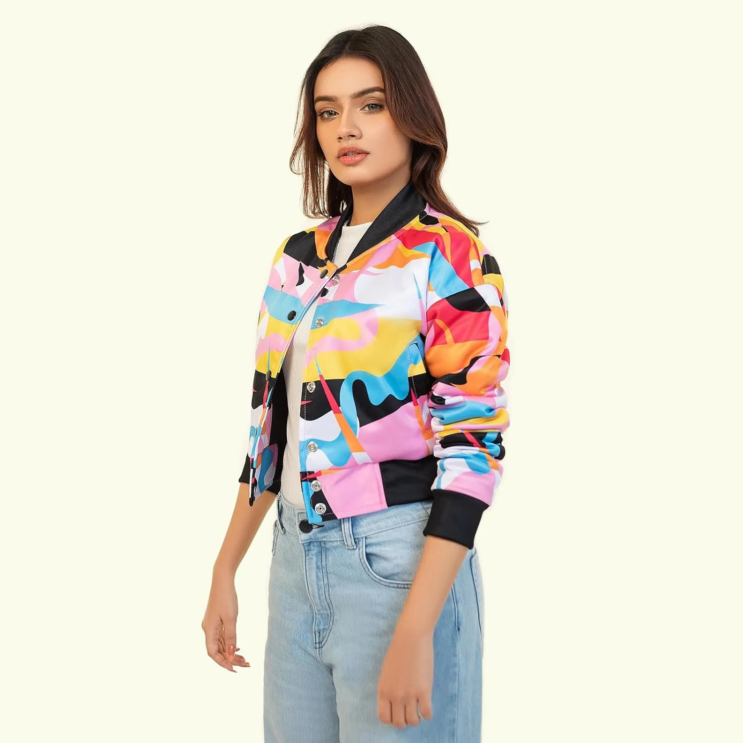 Cropped Jacket Varsity Letterman Crop Jackets for Women Wool Body Leather Sleeves Full Wool/Leather/Sublimated Jacket