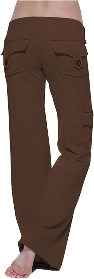 CTRLZS Flare Pants Linen Pants for Women Petite to Plus Size High Waist Drawstring Beach Pants Loose Fit Casual Summer Wide Leg Trousers(Brown,XX-Large)