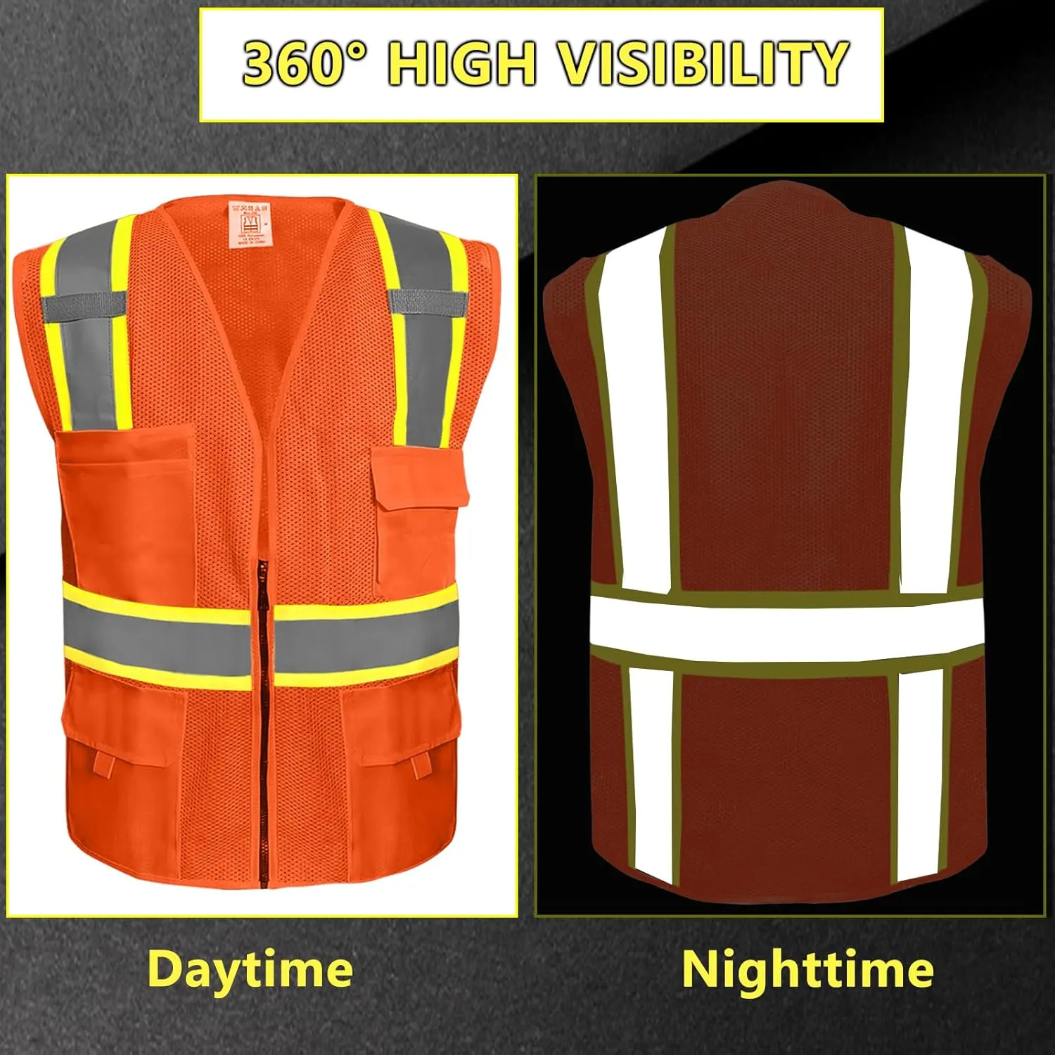Custom Logo Safety Vest(S,M,L,XL,2XL,3XL,4XL) High Visibility Reflective Safety Vests Class 2