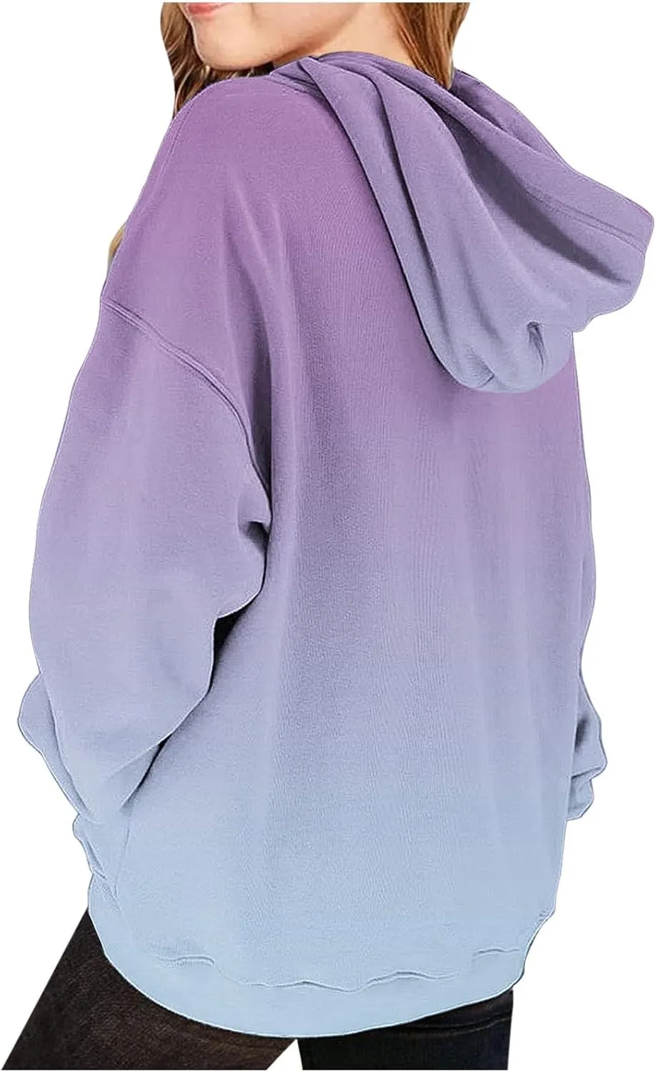 Cute Hoodies for Teen Girls Trendy Preppy Hooded Sweatshirts Oversized Long Sleeve Shirts Gradient Y2k Daily Costume