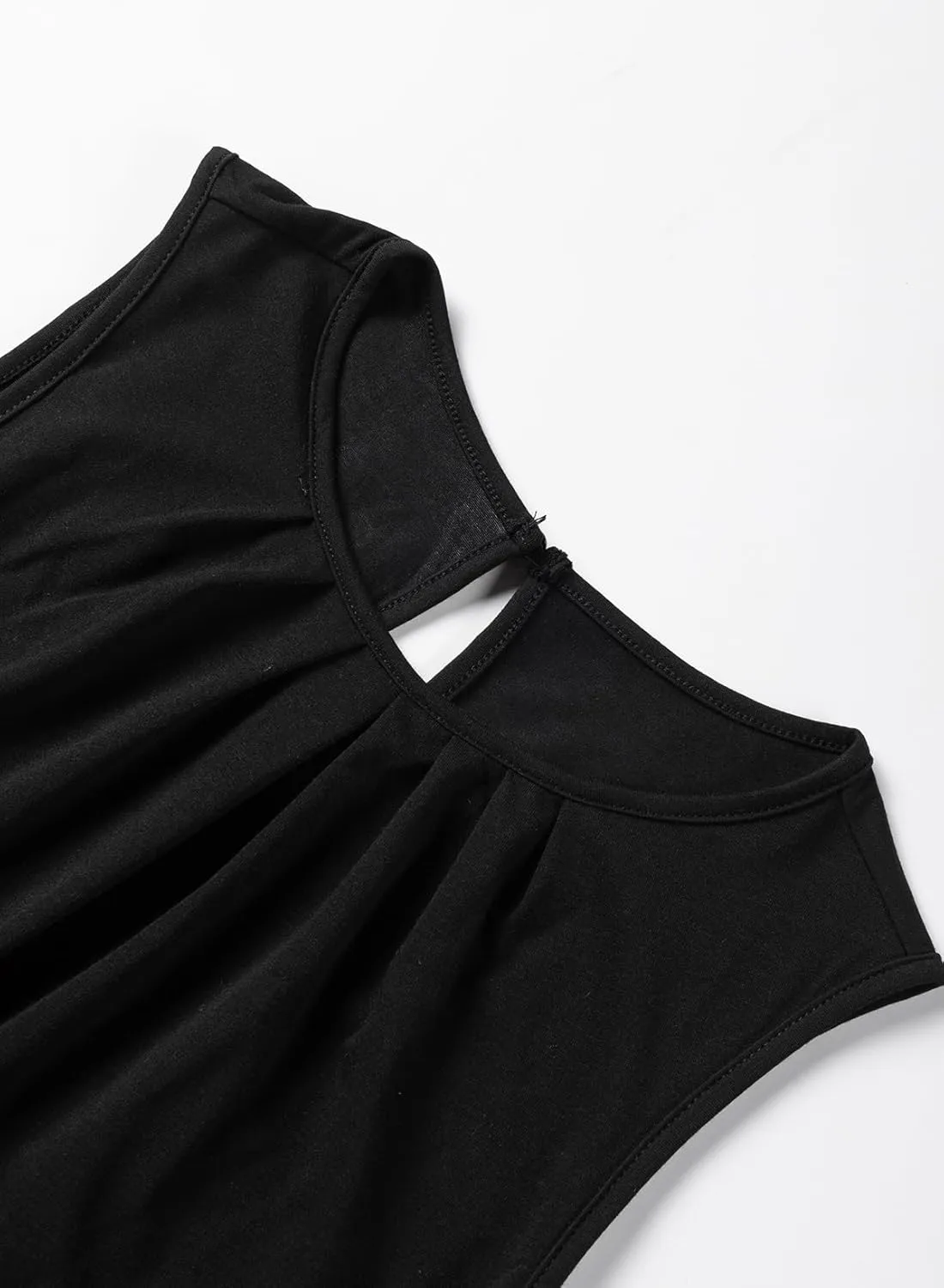 Dokotoo Tank Top for Women Round Neck Pleated Long Flowy Womens Tank Tops Loose Fit Summer Tops Cute Basic 2025