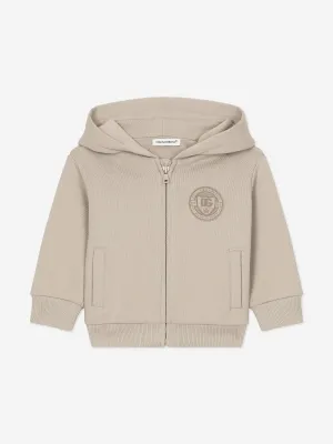 Dolce & Gabbana Baby Boys Logo Stamp Zip Up Top in Beige