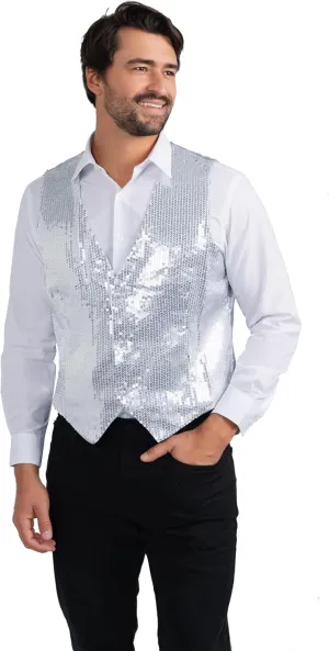 Dress Up America Sequin Vest for Men and Women - Adults Shiny Dance Vest - Disco Party Costume Vests