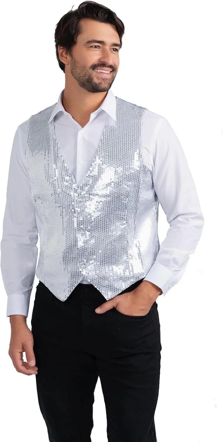 Dress Up America Sequin Vest for Men and Women - Adults Shiny Dance Vest - Disco Party Costume Vests