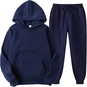 DuDubaby Faux Fur Hoodie For Men Hooded Sportswear Two Piece Long Sleeved Pullover Hoodie Sweatshirt Sweatpants Set