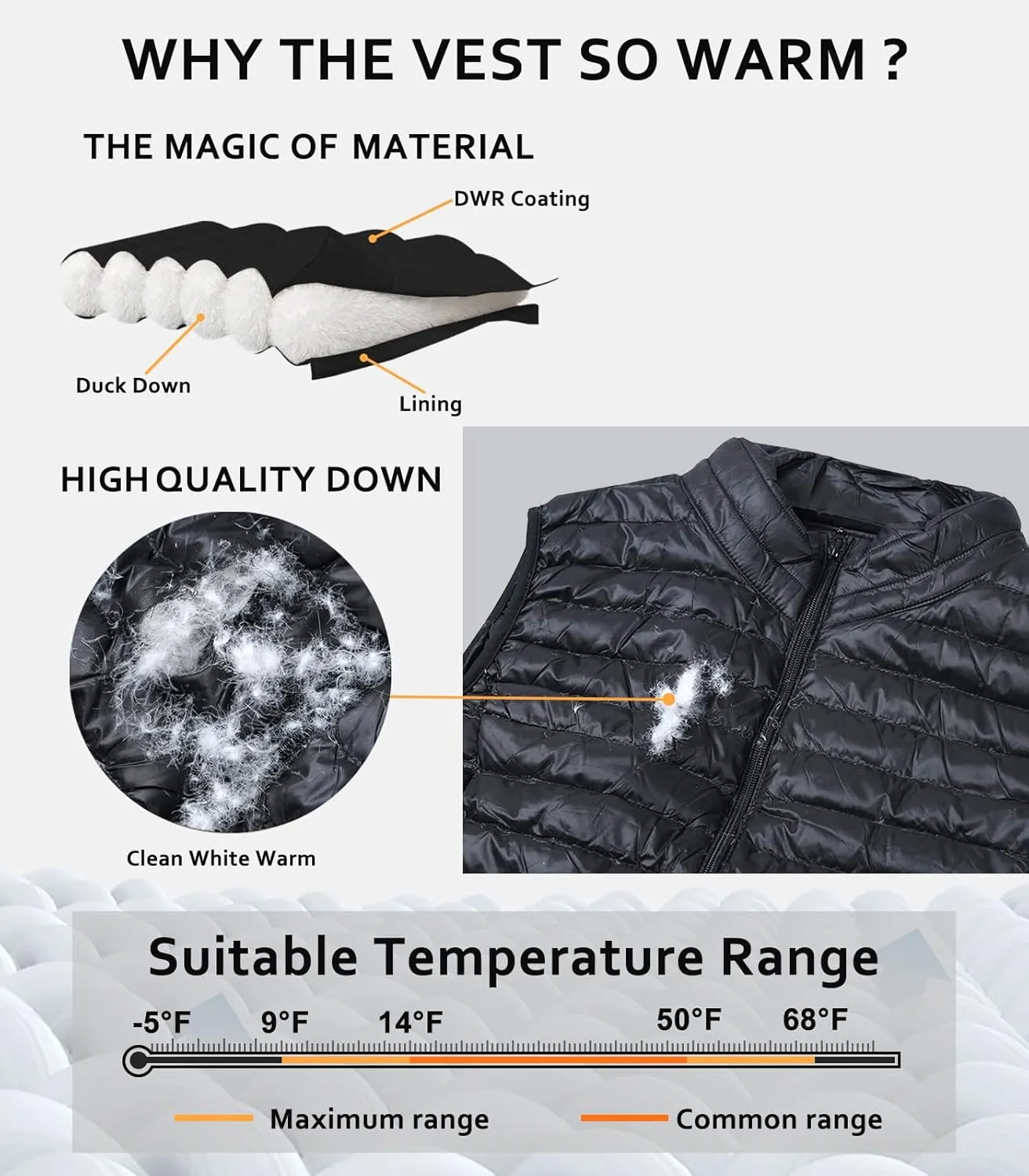 ELFJOY Long Puffer Vest Women Winter Ultra Light Long Down Vest with Stand Collar Black Womens Vests Outerwear